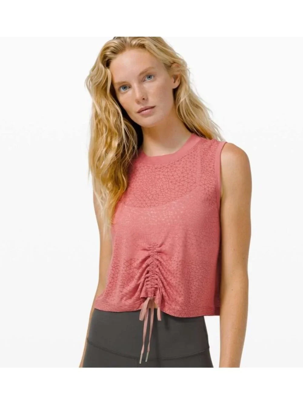 Lululemon Cinch Me Up Front Tank Top Size 10 Crewneck Cherry Tint Athleisure
